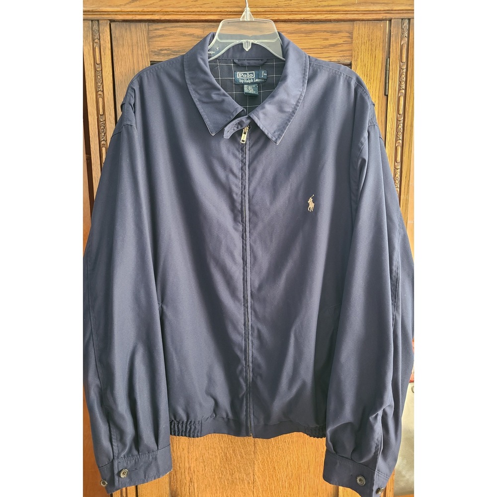 Polo Ralph Lauren Mens Harrington Jacket Navy Blue Plaid Lined 2XB Big & Tall